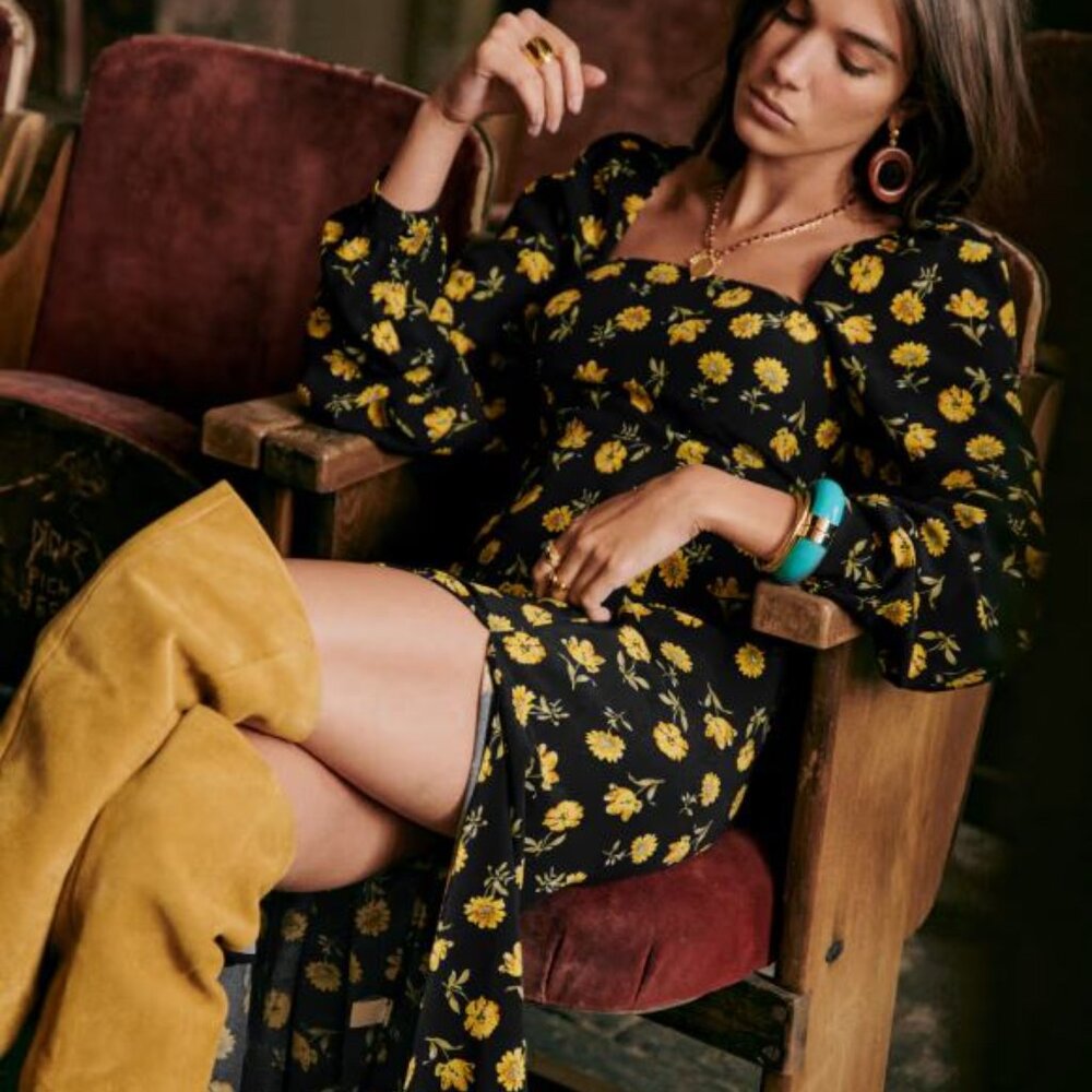 Sezane Shella Dress in Yellow Flowers Size 8 US (40 EU) EUC